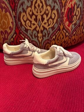 Steve Madden Women's Platform Lace-Up Sneakers in Light Gray and White